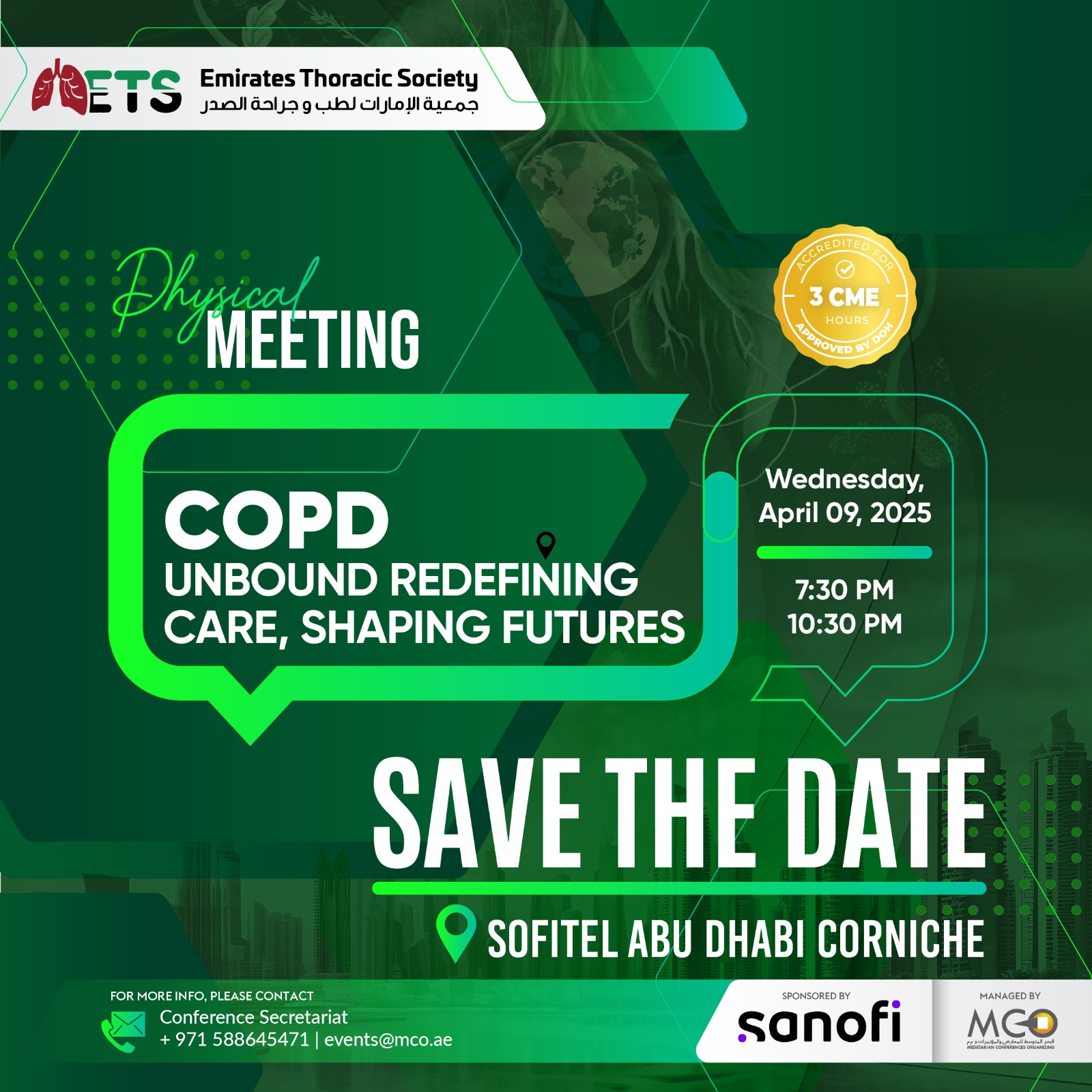 COPD Unbound - Redefining Care, Shaping Futures, Physical Meeting, Wednesday April 9 2025, Sofitel Abu Dhabi Corniche, Save the Date