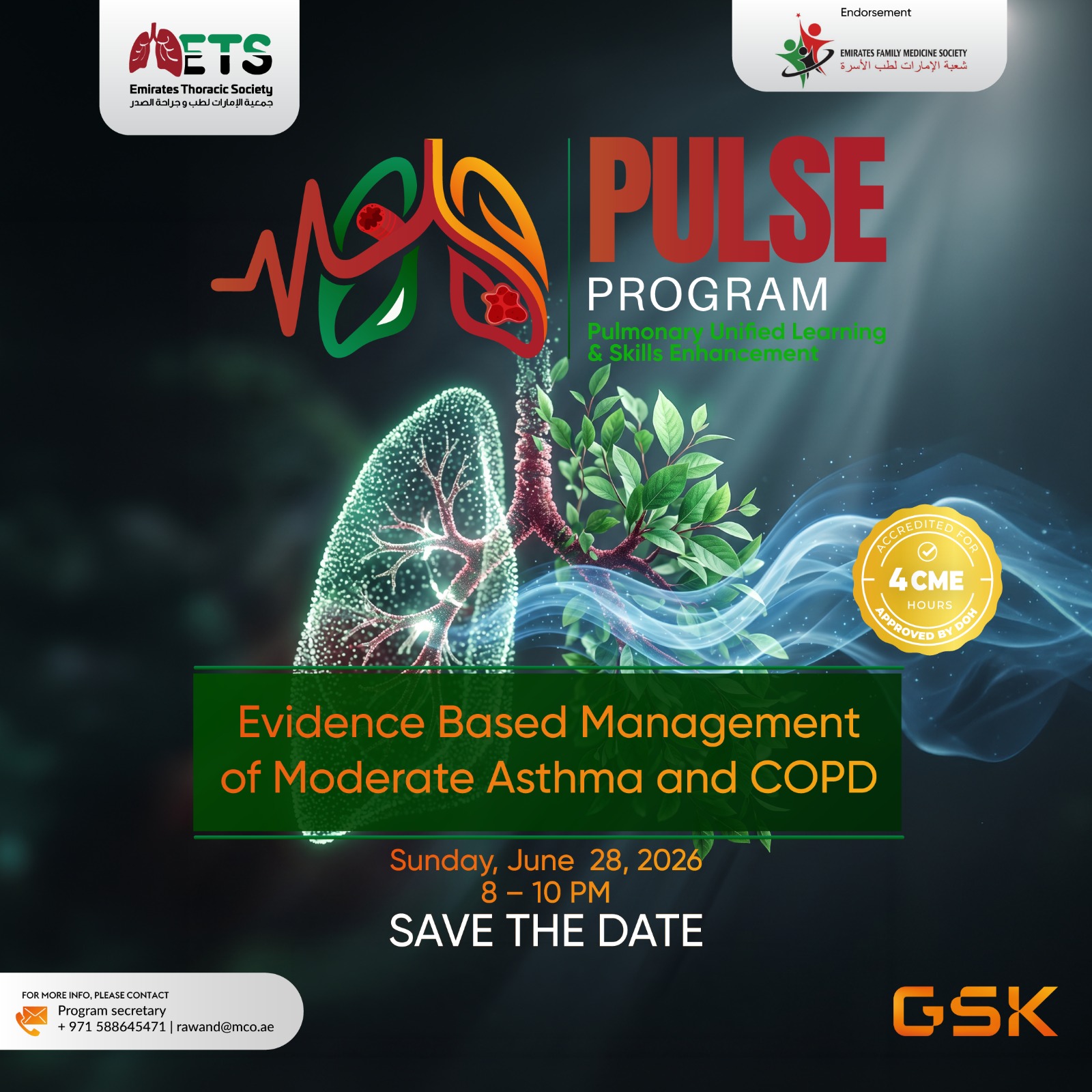 ETS PULSE Program 2026 - Evidence Based Management of Moderate Asthma and COPD, Sunday June 28 2026